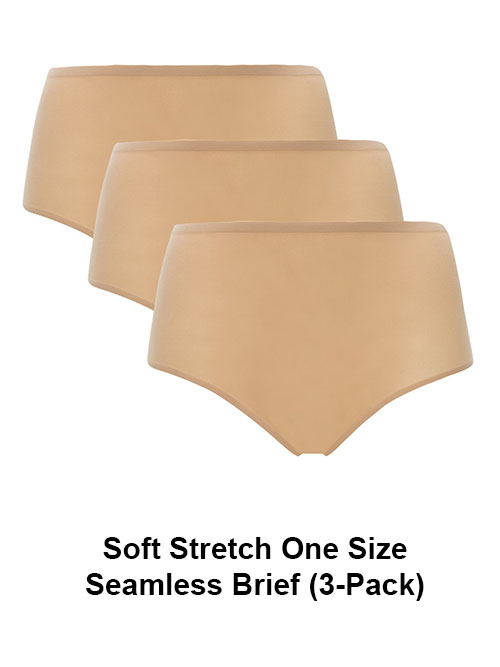 Chantelle Soft Stretch One Size (XL - 4XL) Full Brief in Hazelnut
